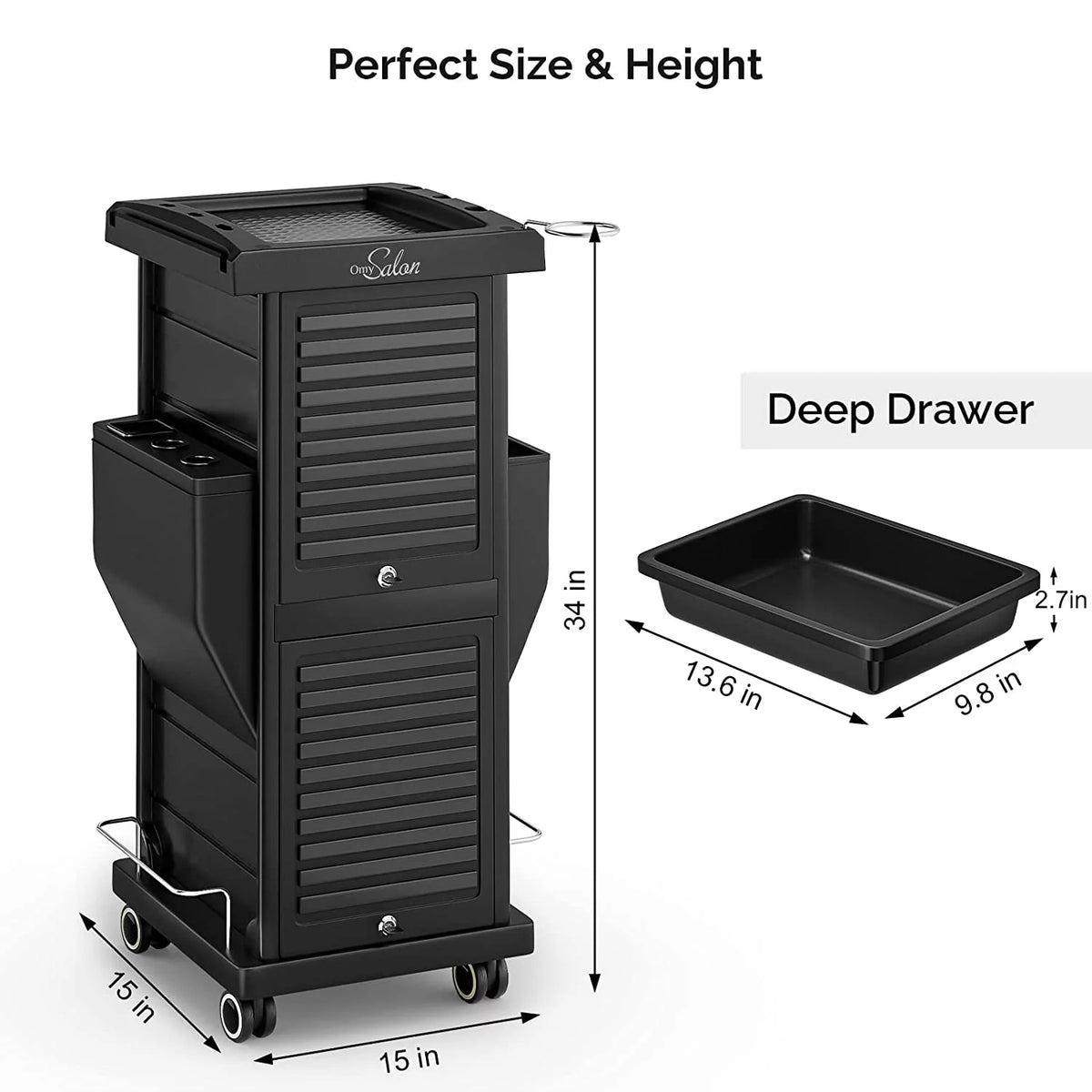 Salon Trolley with Lock 6 Drawers, Rolling Cart D648066