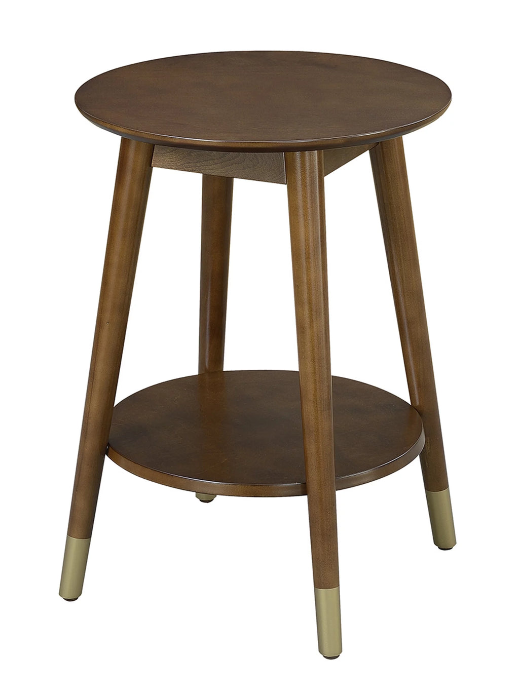 Mid Century Round End Table with Bottom Shelf Z501474