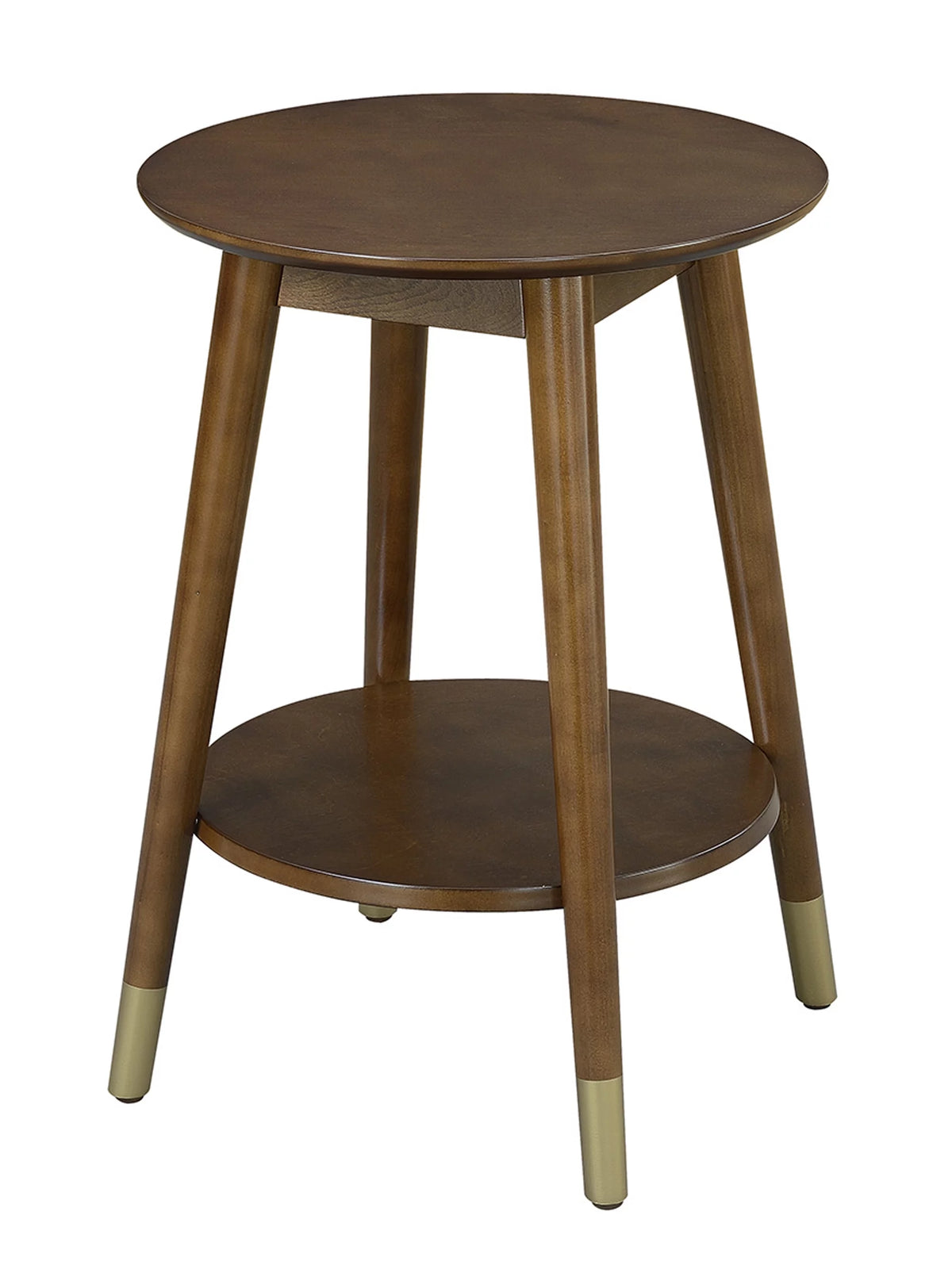 Mid Century Round End Table with Bottom Shelf Z501474