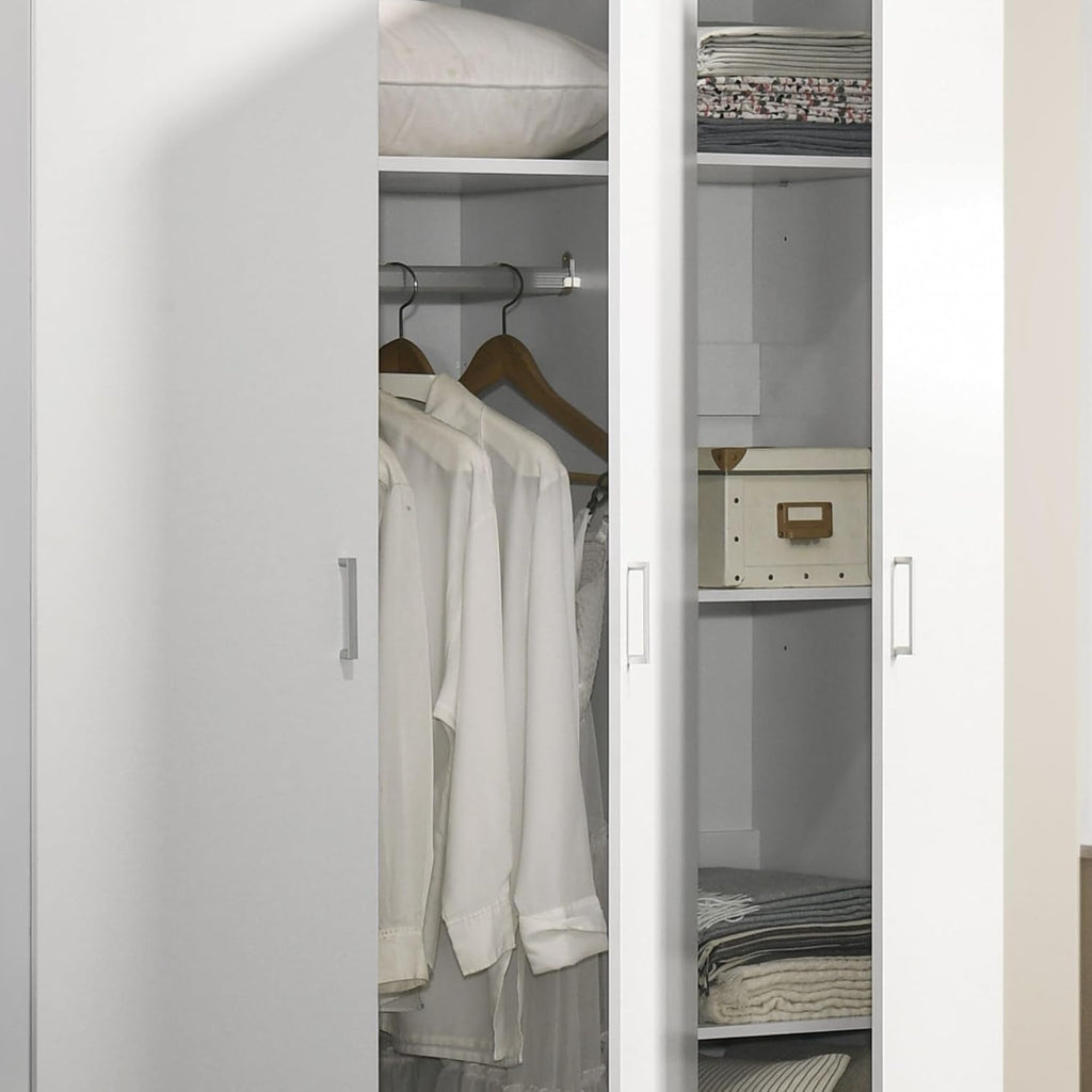 White 3 Doors Wooden Armoire Wardrobe W9643