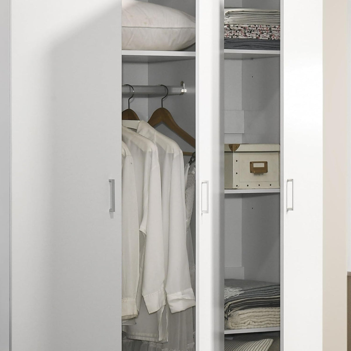 White 3 Doors Wooden Armoire Wardrobe W9643