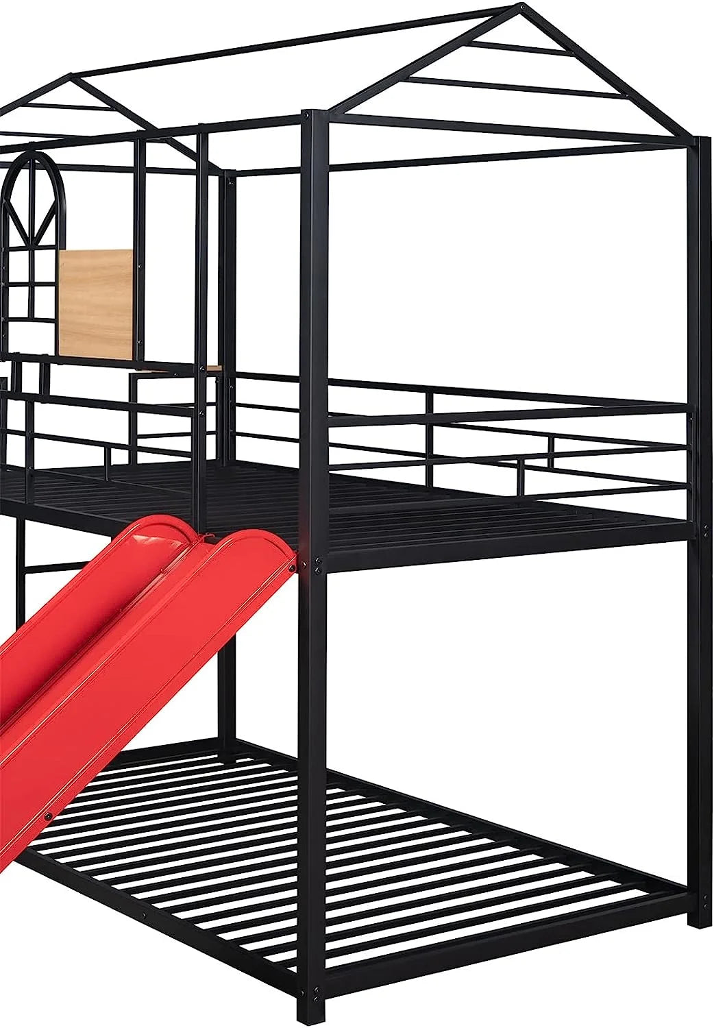 Twin Over Twin Metal Bunk Bed with Slide Q681