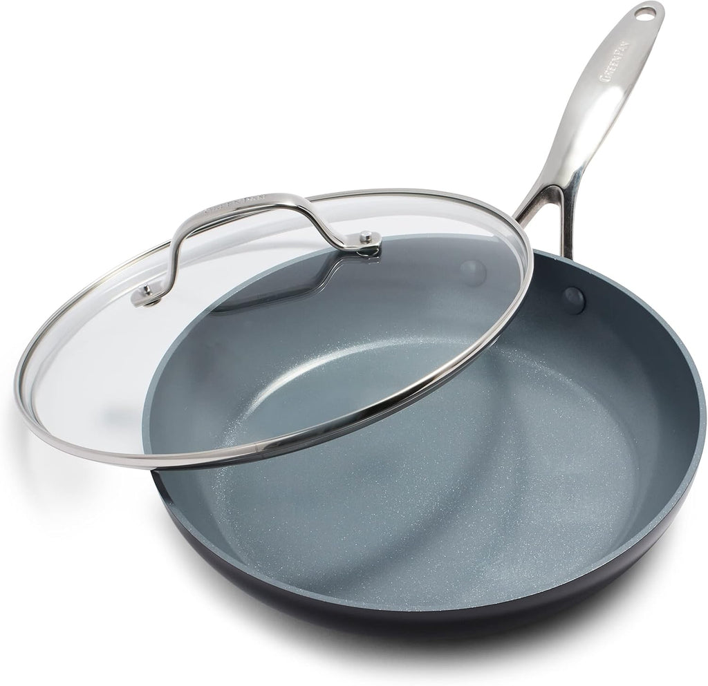Gray Hard Anodized Ceramic Nonstick 10" Frying Pan with Lid Z5281