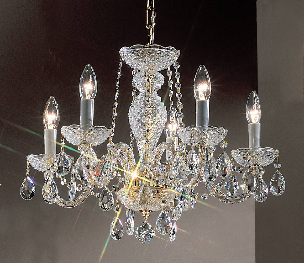6 Light Gold Plated Chandelier with Italian Crystal V71339