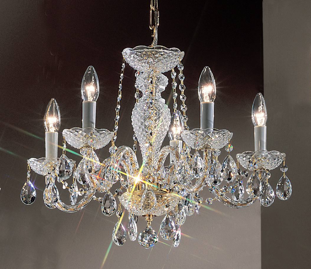 6 Light Gold Plated Chandelier with Italian Crystal V71339