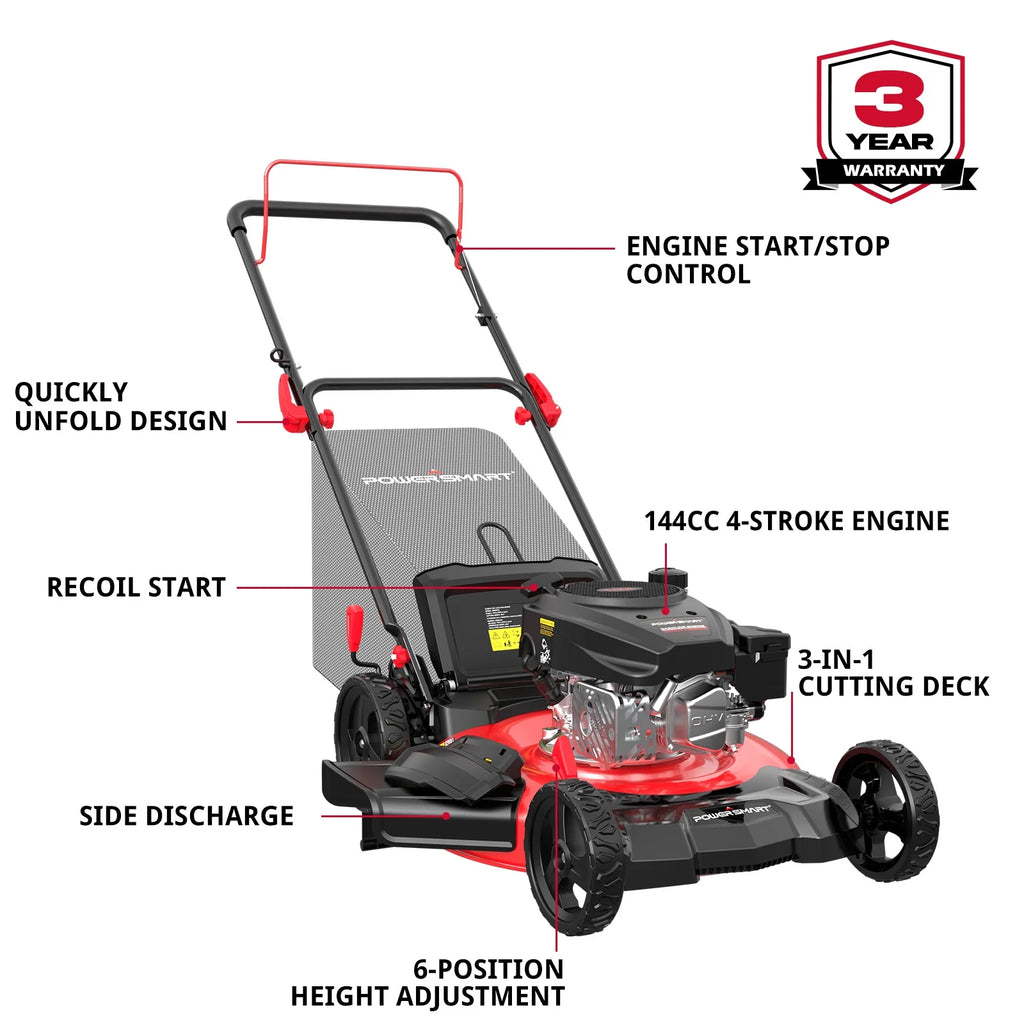 Gas Push Lawn Mower 21-inch 3-in-1 144cc OHV Gas Engine C9015