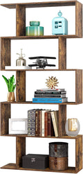 5-Tier S-Shaped Rustic Brown Wood Bookcase L872845