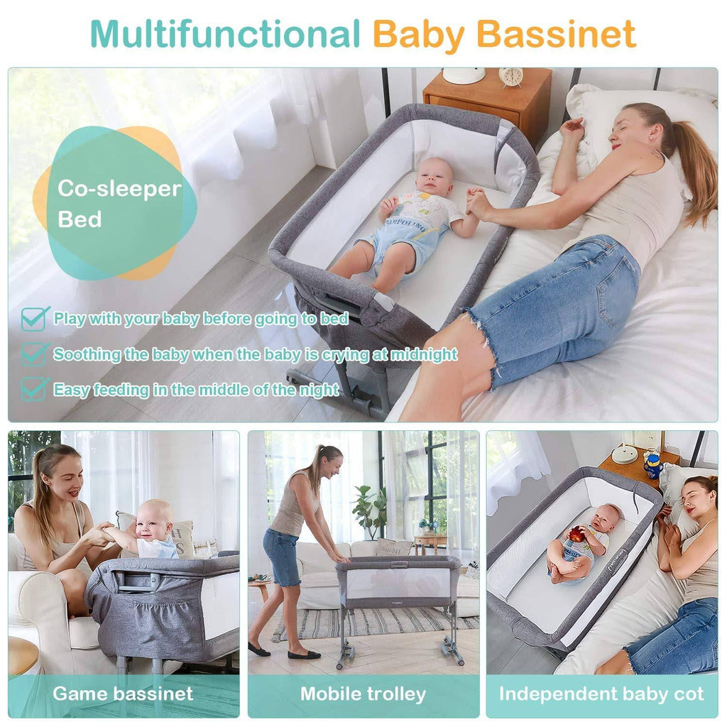 3-in-1 Baby Bassinet & Bedside Sleeper with Cradle Mode E7886
