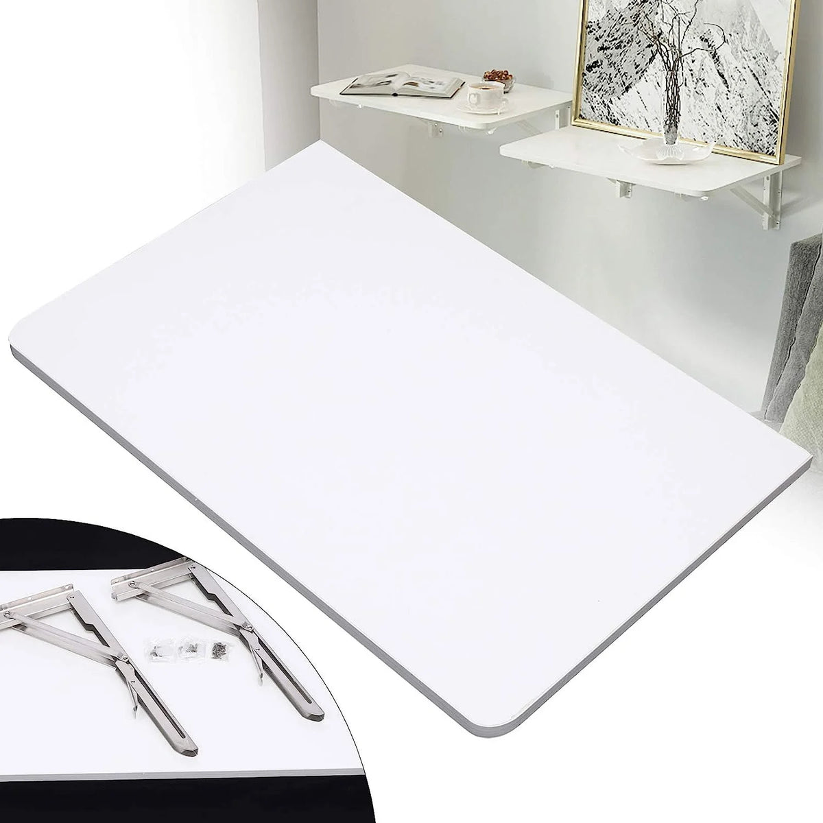 Wall Mounted Fold Down Desk 60cmx40cm White L4813