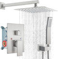 Matte Black 10 inch Square Shower Head Hand Held Shower Complete Combo Set Wall Mounted B6066