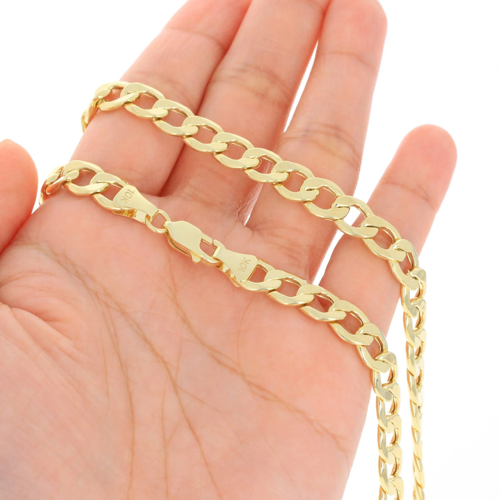 10k Yellow Gold 8mm Cuban Link Chain Bracelet I769