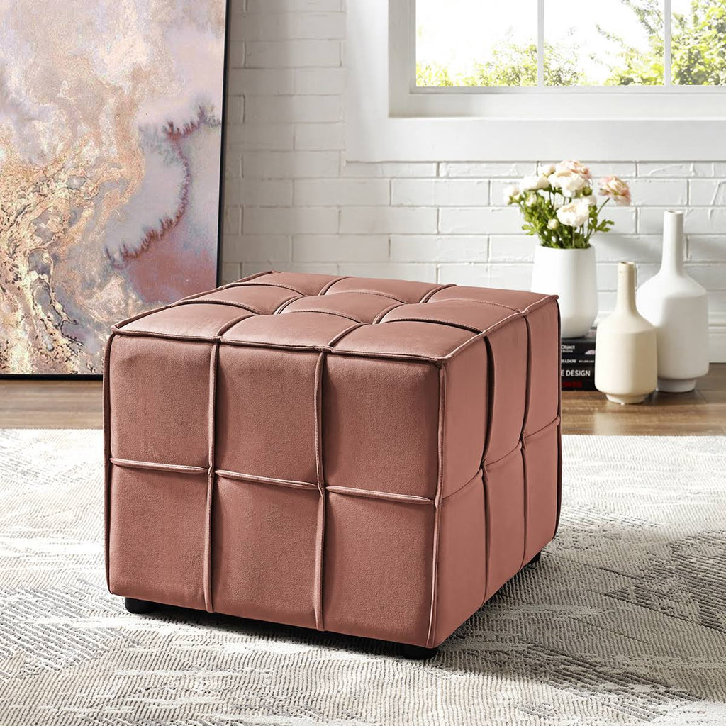 Navy Velvet Ottoman H9703