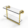16 inch Two Tiered Glass Shelf with Integrated Towel Bar F538584