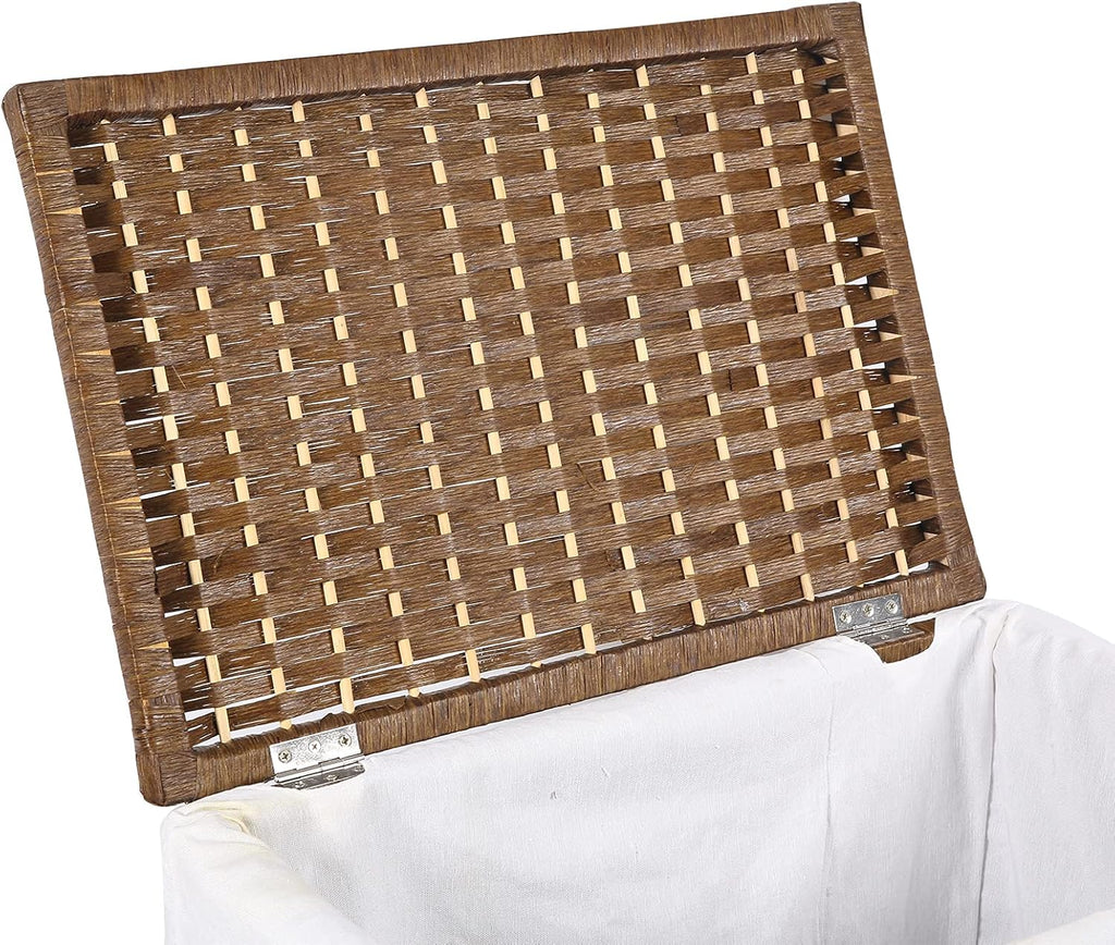 Brown Paper Rope Woven Laundry Basket with Lid W774