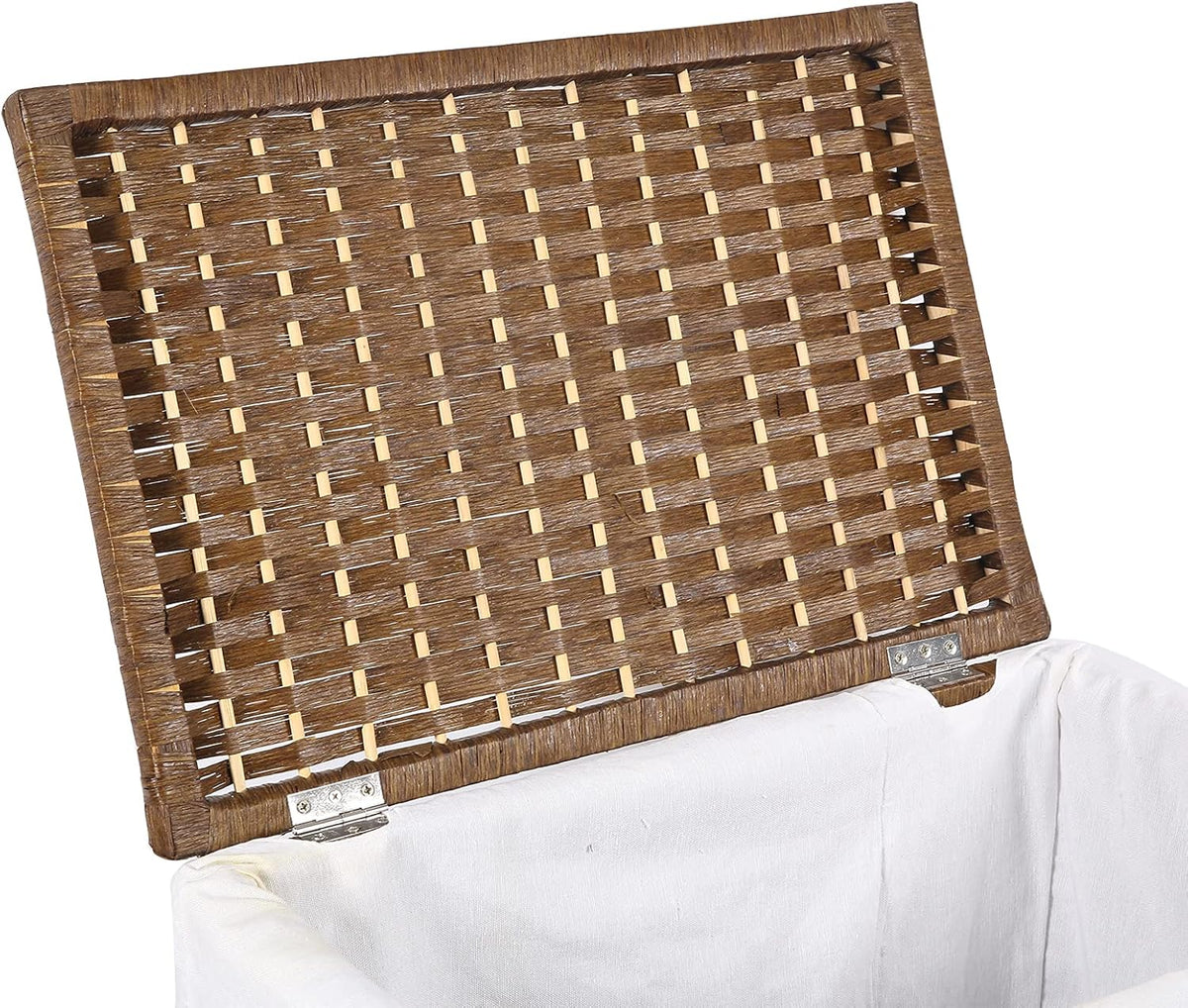 Brown Paper Rope Woven Laundry Basket with Lid W774