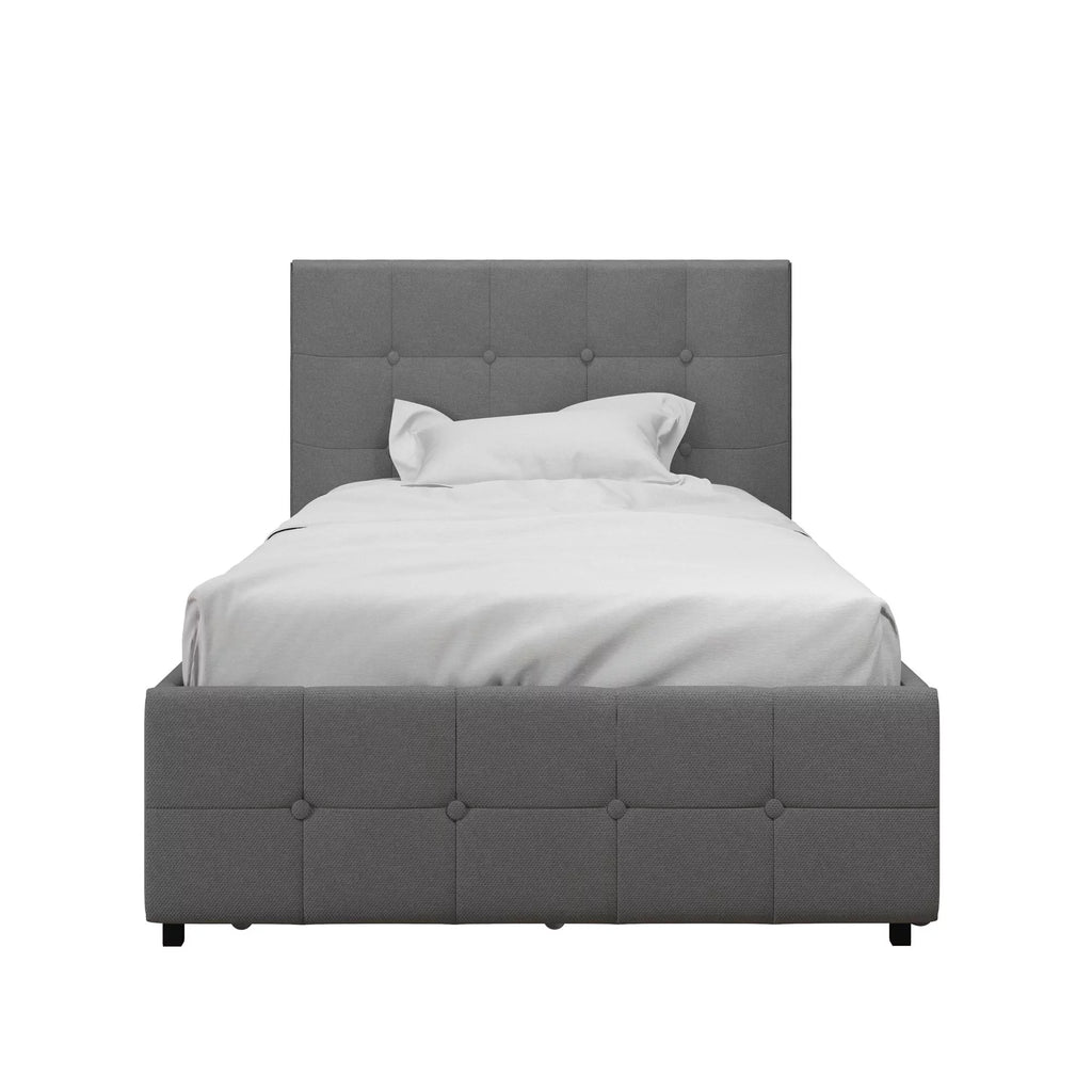 Gray Linen Tufted Upholstered Storage Bed Frame Y9711
