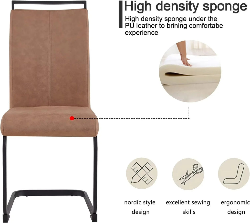 Soft Fabric Dining Chairs Set of 6 with Padded Seat F642794
