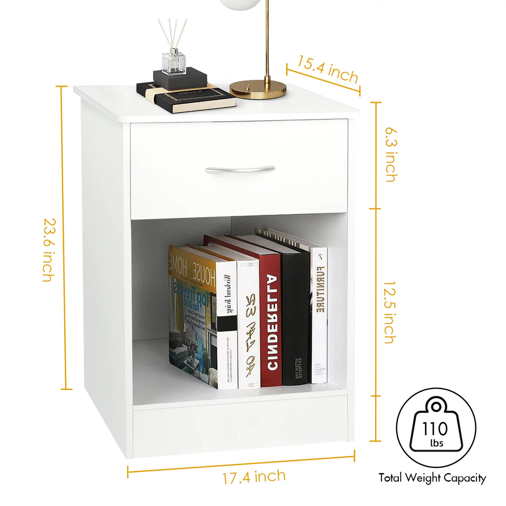 White Nightstand with Drawer L456