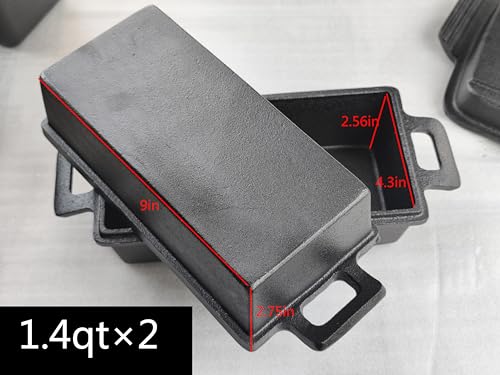 2-In-1 Cast Iron Loaf Pan Rectangular Baking Pan with Banneton Bread Proofing Basket Set L5597