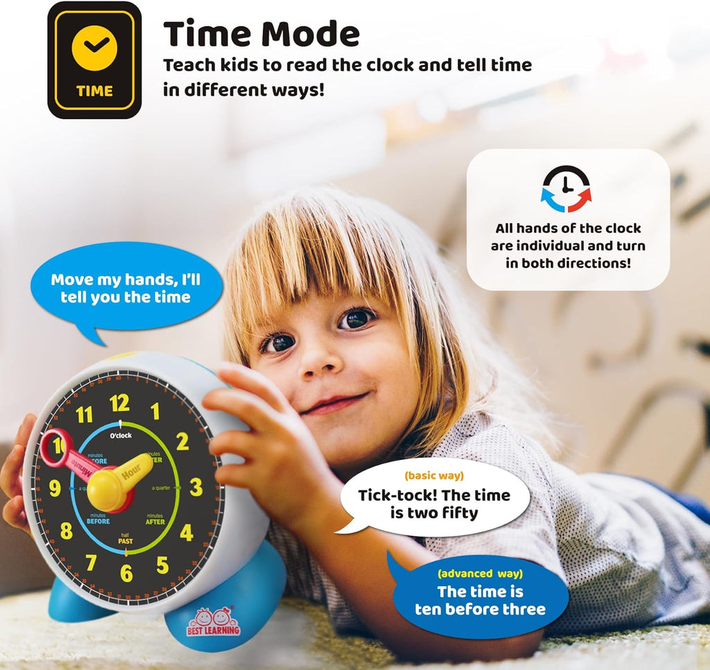 Learning Clock Teaching Light-Up Toy with Quiz and Music Sleep Mode K4776