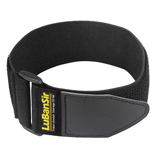 Black 2" x 18" (6 Pack) Elastic Hook and Loop Storage Straps with Buckle G12806