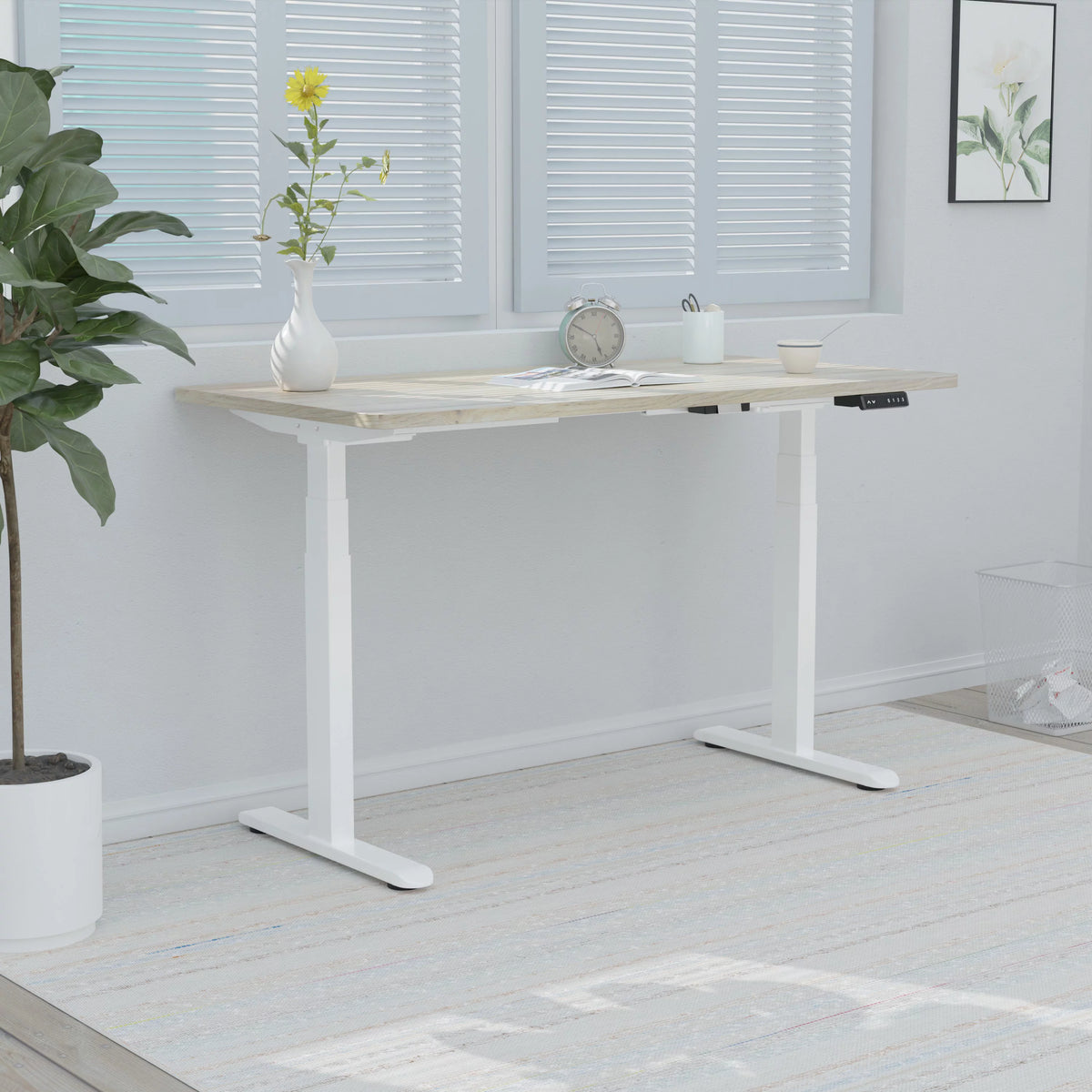 White Electric Stand up Office Desk Frame P485089