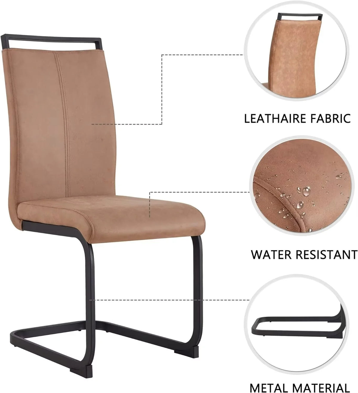 Soft Fabric Dining Chairs Set of 6 with Padded Seat F642794