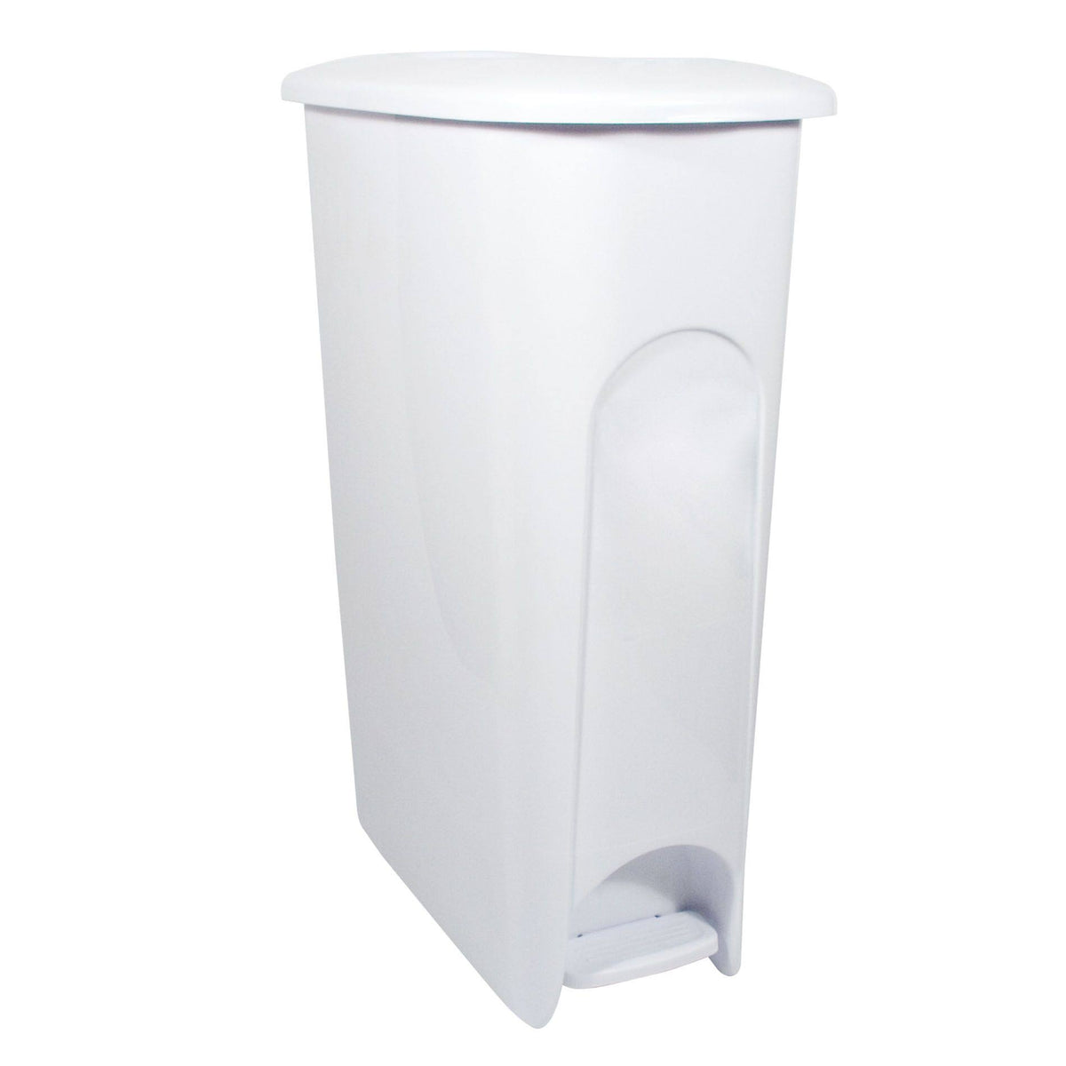 Slim Step-On Wastebasket, White, 10.8 gal S579