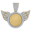 Sterling Silver Yellow Tone Unisex CZ Angel Wings Pendant Necklace U872056