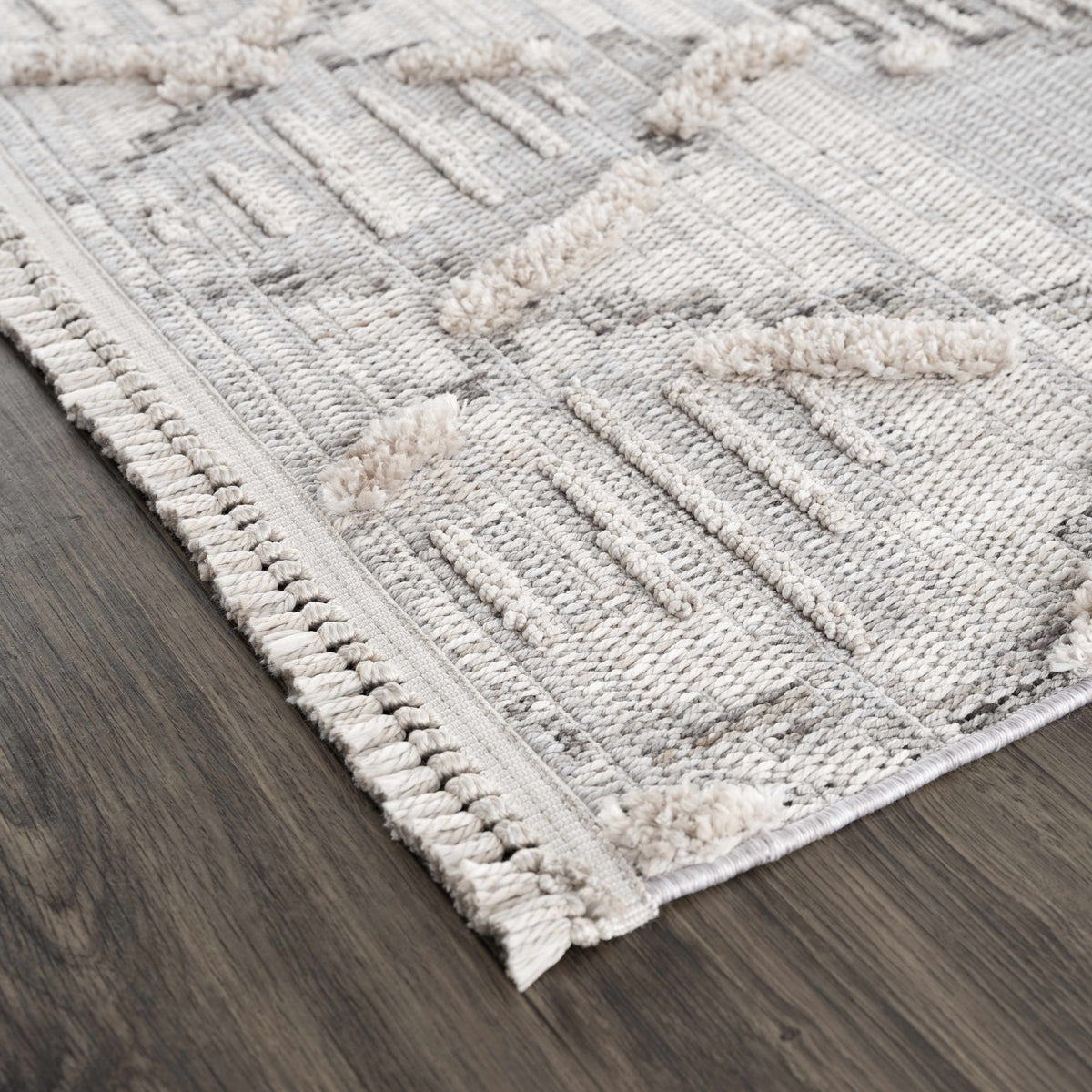 Gray Beige Cream Moroccan Trellis Area Rug C866681