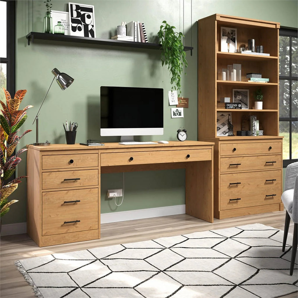 Wood Desk with File Cabinet R3660