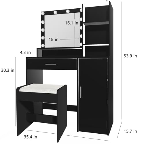 White Vanity Desk with Mirror and Light Y694