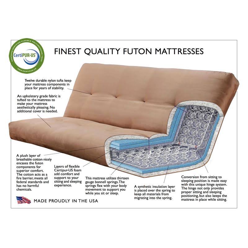 Mocha Brown/Black Full Futon with Fabric Mattress N8984