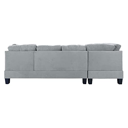 3 Piece Micro Suede L Shaped Sectional Sofa with Ottoman W618107