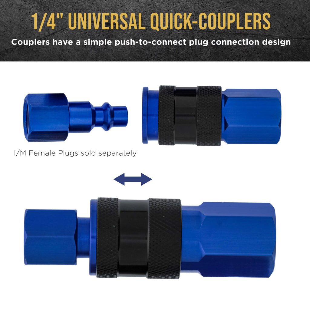 8 Piece Universal Air Hose Quick Push Connect Coupler Set with 1/4" NPT Female Threads V8795