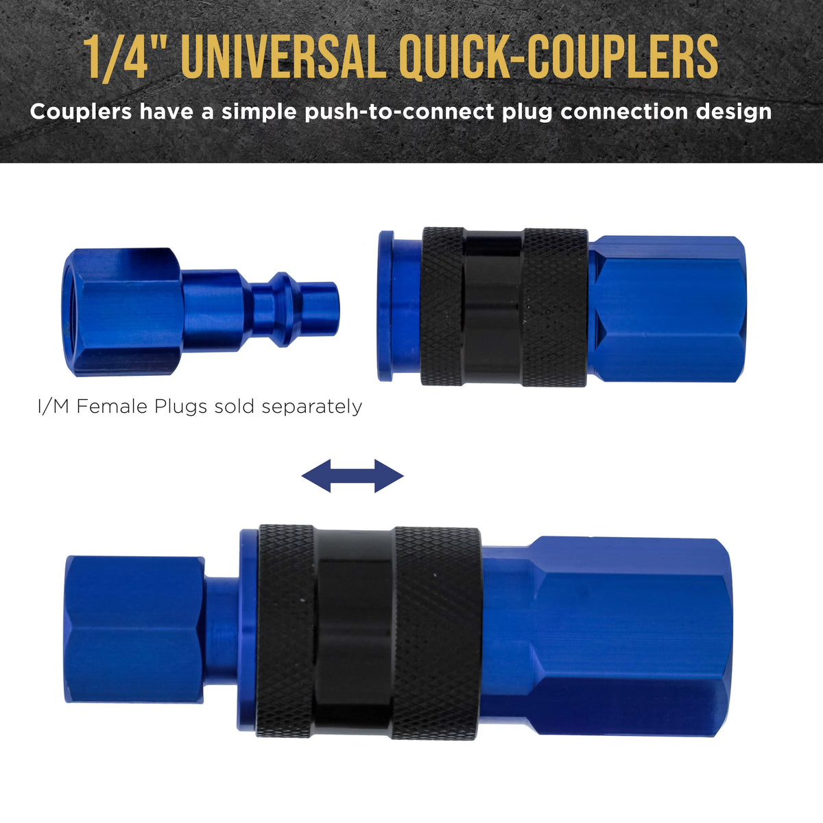 8 Piece Universal Air Hose Quick Push Connect Coupler Set with 1/4" NPT Female Threads V8795