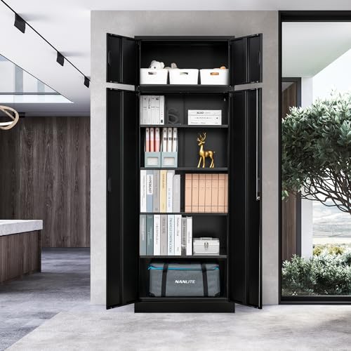 Black Lockable Steel Storage Cabinet with 2 Drawers L5945
