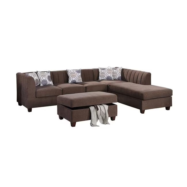 Brown Chenille 3 Piece Sectional Sofa Set J595097