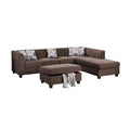 Brown Chenille 3 Piece Sectional Sofa Set J595097