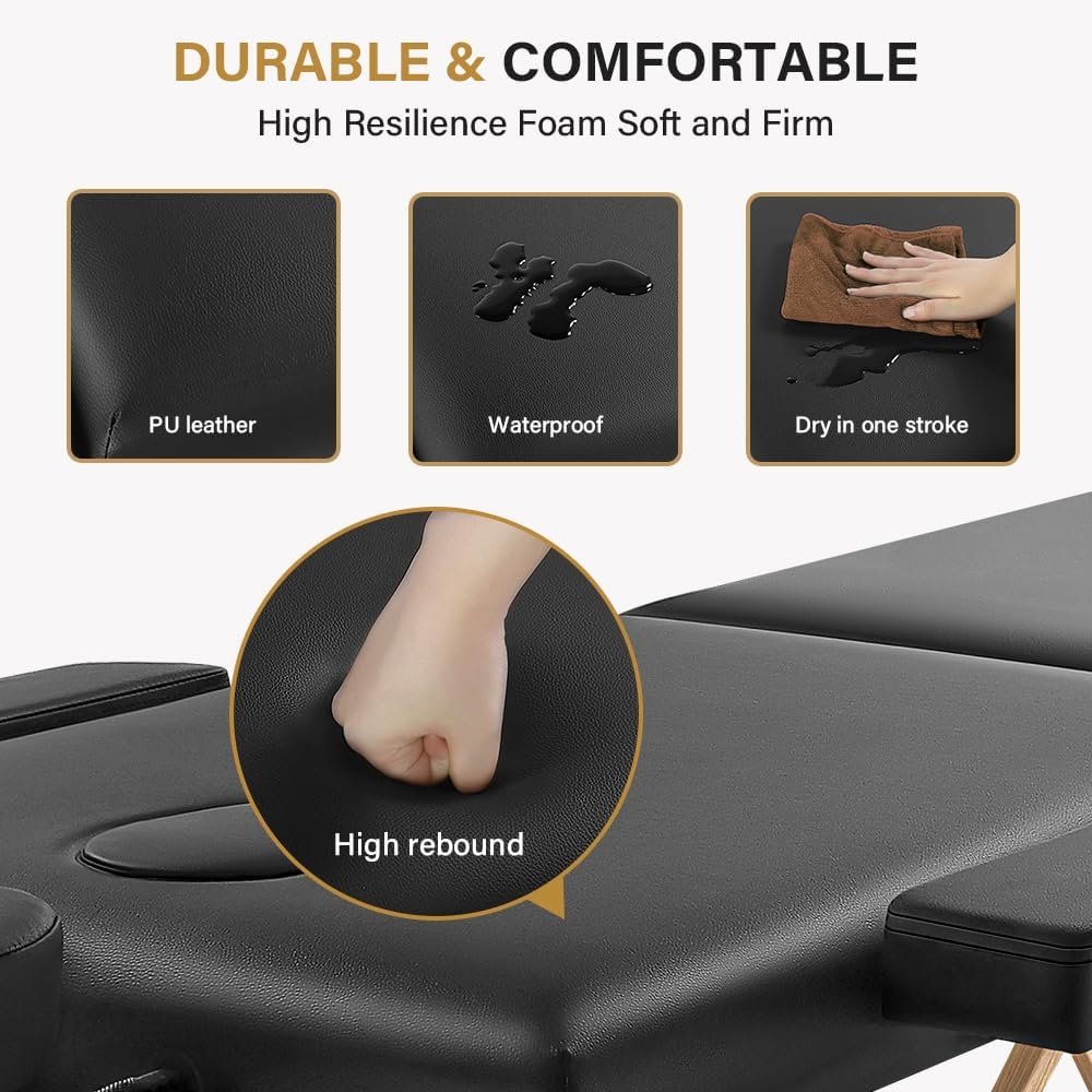 Black Folding Massage Table with Carry Case D317796