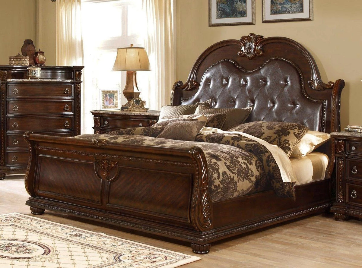 Dark Cherry King Bedroom Set 5Pcs Y646