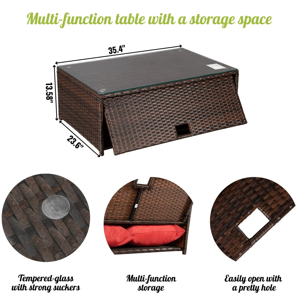 Brown PE Rattan Wicker Sectional Cushioned Sofa Set B9879