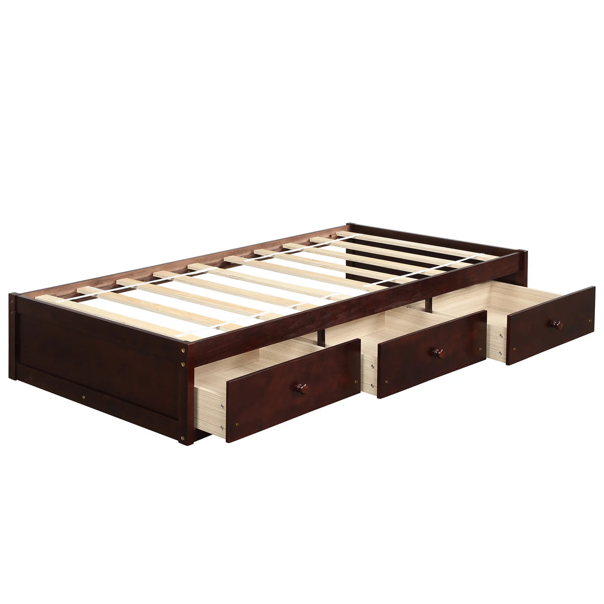 Cherry Twin Size Platform Storage Bed with 3-Drawers Z4582