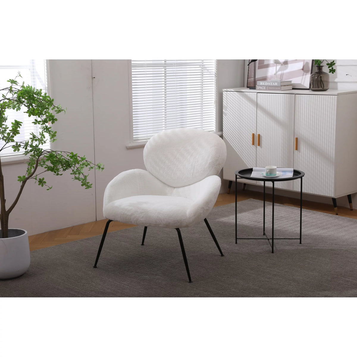 Sherpa Accent Armchairs with Black Metal Legs X177
