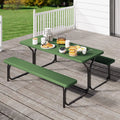 6ft Heavy Duty Outdoor Picnic Table and Bench Green D3423