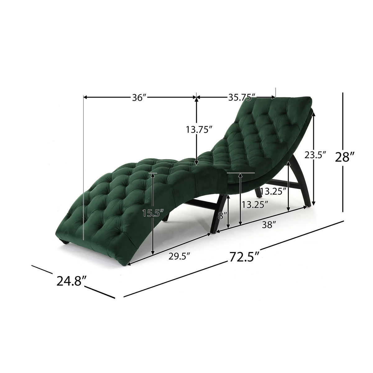 Emerald Velvet Chaise Lounge Z2332