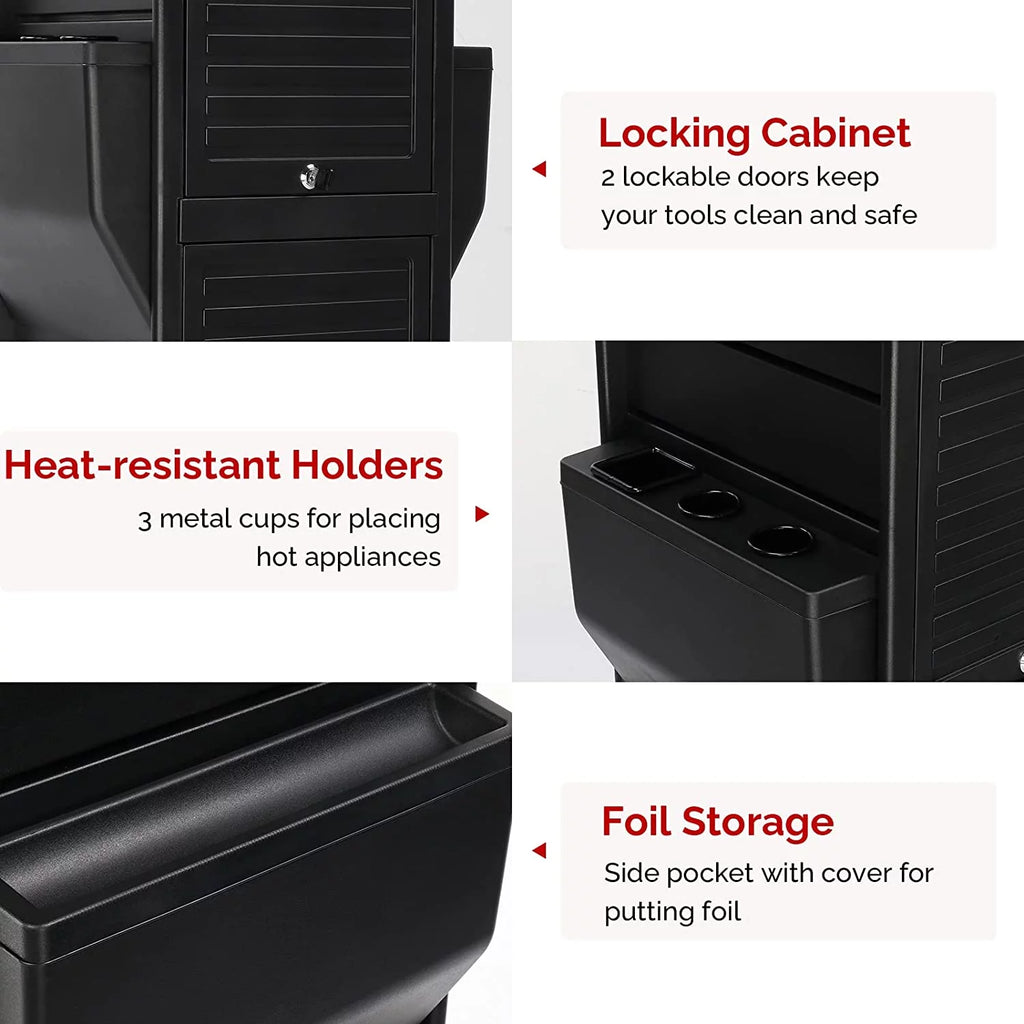 Salon Trolley with Lock 6 Drawers, Rolling Cart D648066