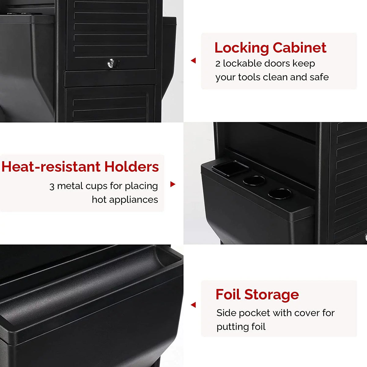 Salon Trolley with Lock 6 Drawers, Rolling Cart D648066