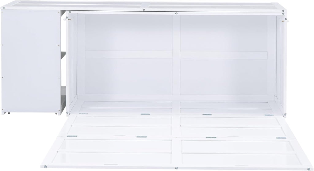 White Queen Size Murphy Bed with Storage Drawers R39171