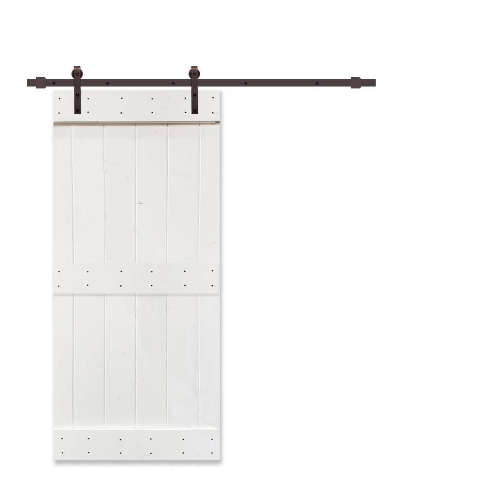 White Stained 2 Panel Barn Door with Sliding Hardware I9908